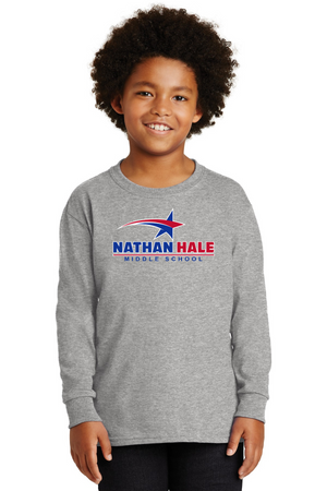 Nathan Hale MS Spirit Wear 2023-24 On-Demand-Unisex Long Sleeve Shirt Blue & Red Star Logo