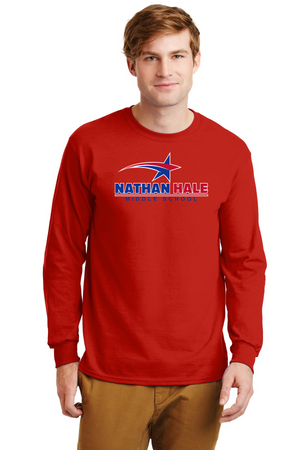 Nathan Hale MS Spirit Wear 2023-24 On-Demand-Unisex Long Sleeve Shirt Blue & Red Star Logo