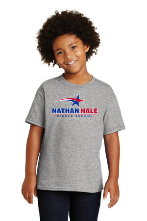 Nathan Hale MS Spirit Wear 2023-24 On-Demand-Unisex T-Shirt Blue & Red Star Logo