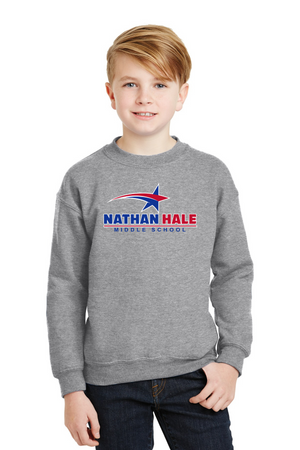 Nathan Hale MS Spirit Wear 2023-24 On-Demand-Unisex Crewneck Sweatshirt Blue & Red Star Logo