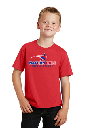 Nathan Hale MS Spirit Wear 2023-24 On-Demand-Premium Soft Unisex T-Shirt Blue & Red Star Logo