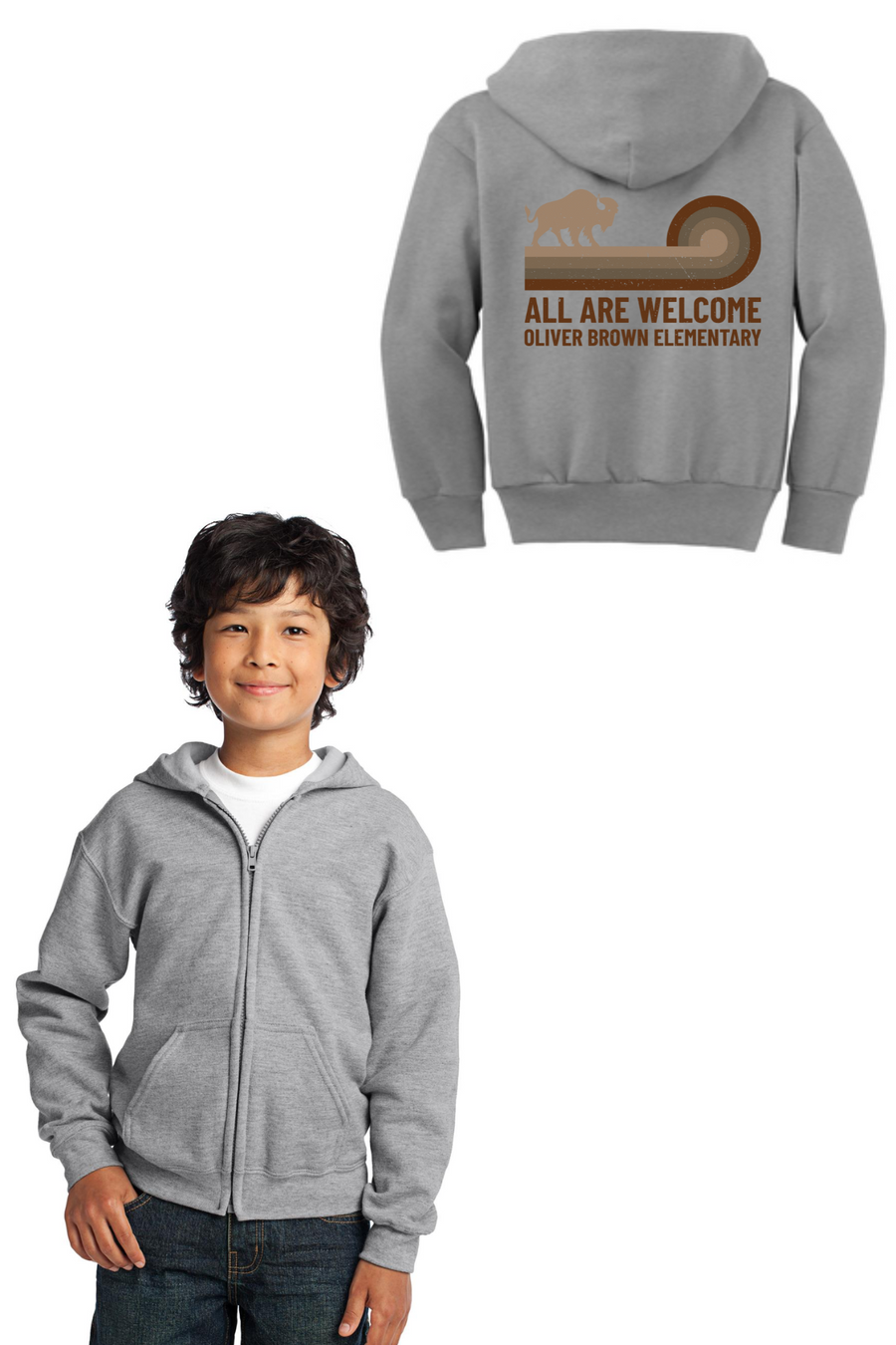 Oliver Brown Elm Spirit Wear 2023-24 On-Demand-Unisex Full-Zip Hooded Sweatshirt