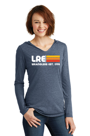 Lang Ranch Elm Spirit Wear 2023-24 On-Demand-District Womens Perfect Tri Long Sleeve Hoodie LRE Stripe Logo