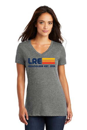 Lang Ranch Elm Spirit Wear 2023-24 On-Demand Store-Premium District Womens V-Neck LRE Stripe Logo