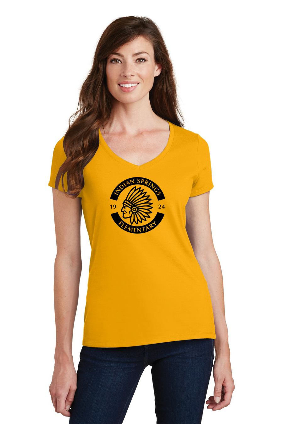 Indian Springs Elm Spirit Wear 2023-24 On-Demand-Port and Co Ladies V-Neck Circle Logo
