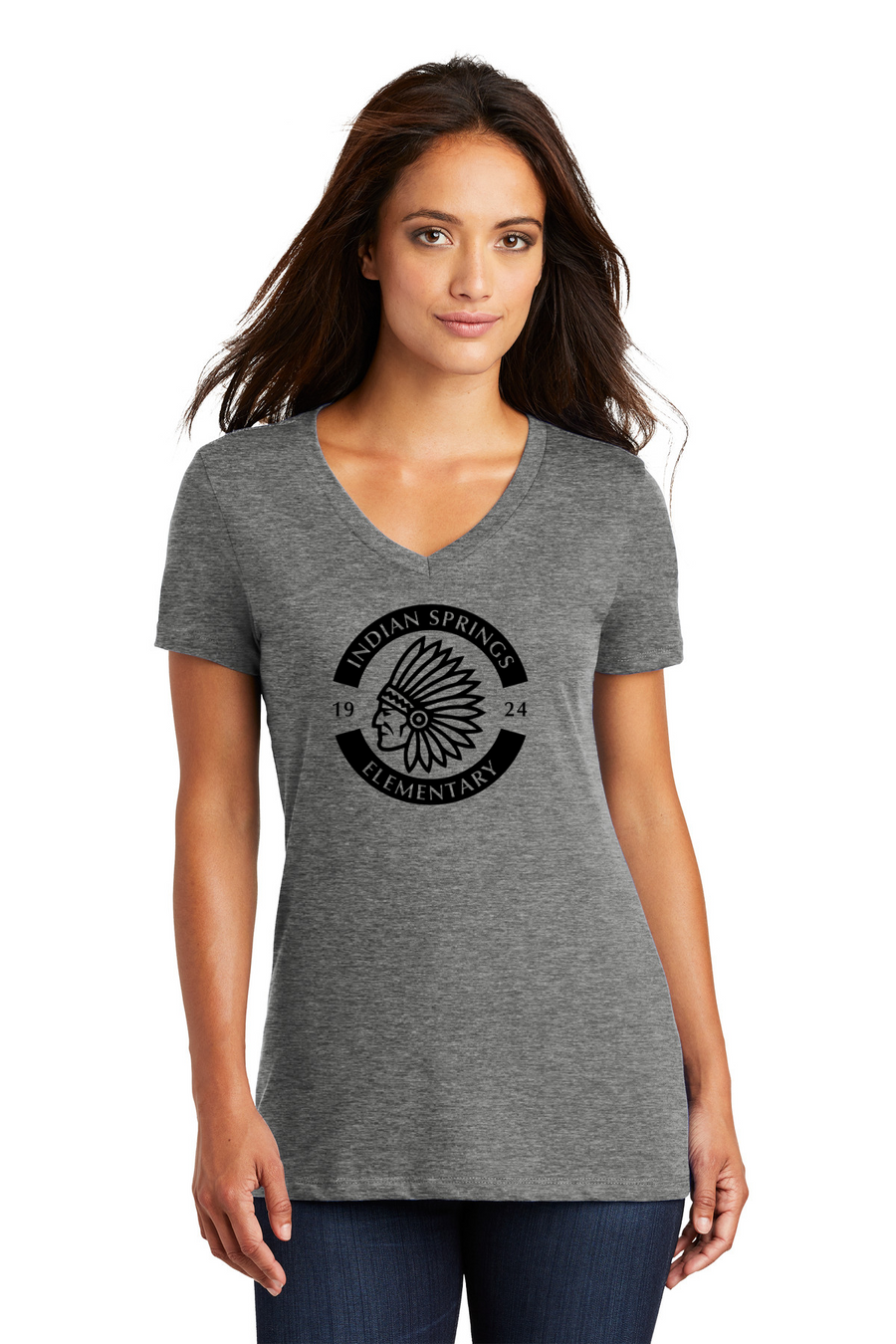 Indian Springs Elm Spirit Wear 2023-24 On-Demand-Premium District Womens V-Neck Circle Logo