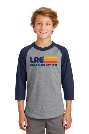 Lang Ranch Elm Spirit Wear 2023-24 On-Demand-Unisex Baseball Tee LRE Stripe Logo