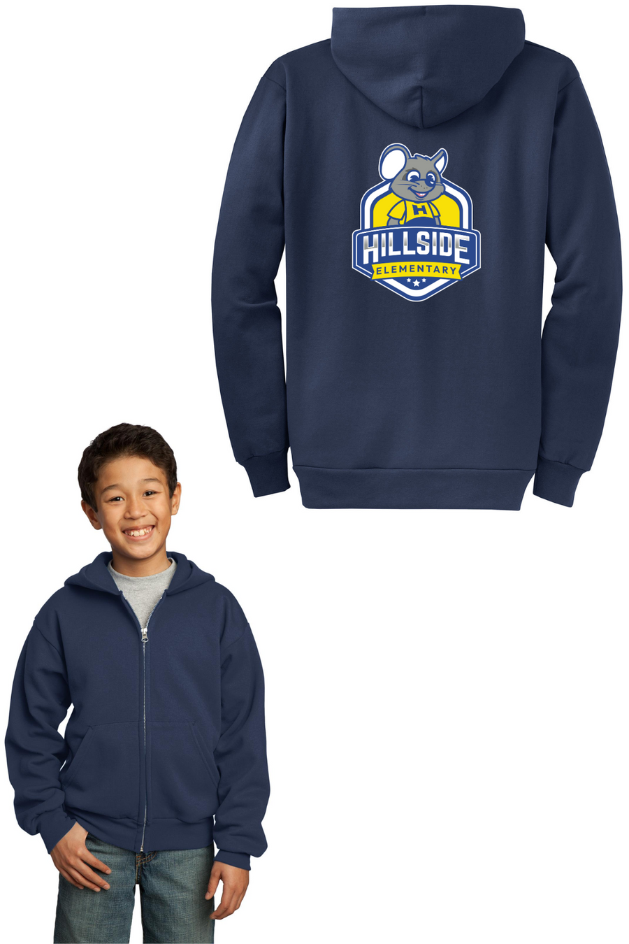 Hillside Elementary Spirit Wear 2023-24-Unisex Full-Zip Hooded Sweatshirt