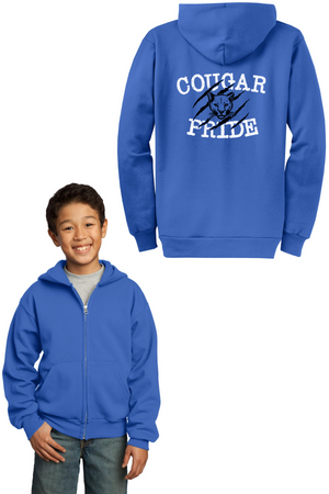 Kent Elementary Spirit Wear 2023-24 On-Demand-Unisex Full-Zip Hooded Sweatshirt Cougar Pride Logo