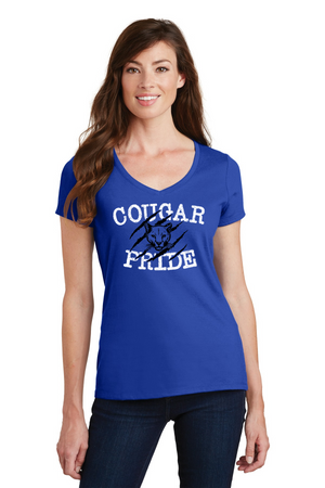 Kent Elementary Spirit Wear 2023-24 On-Demand-Port and Co Ladies V-Neck Cougar Pride Logo