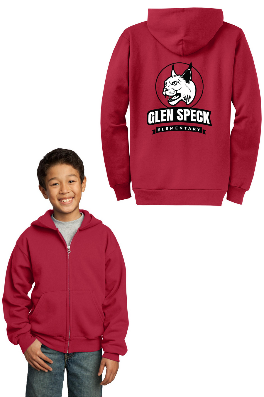 Glen Speck Elm Spirit Wear 2023-24-Unisex Full-Zip Hooded Sweatshirt
