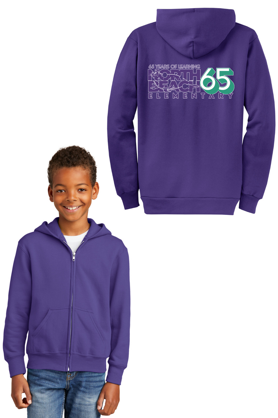 North Beach Elm Spirit Wear 2023-24-Unisex Full-Zip Hooded Sweatshirt