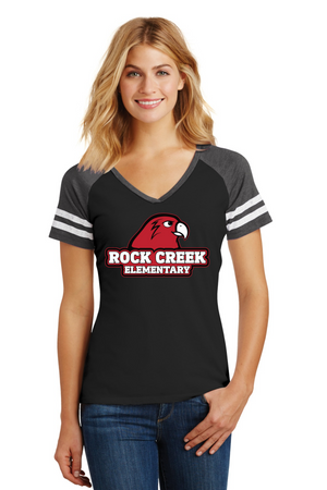 Rock Creek Elementary School Spirit Wear 2023/24 On-Demand-District Ladies Game V-Neck Tee_RCE