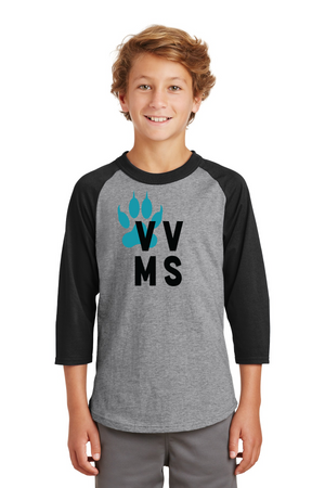 Valley View Middle School On-Demand Spirit Wear-Unisex Baseball Tee VVMS Logo