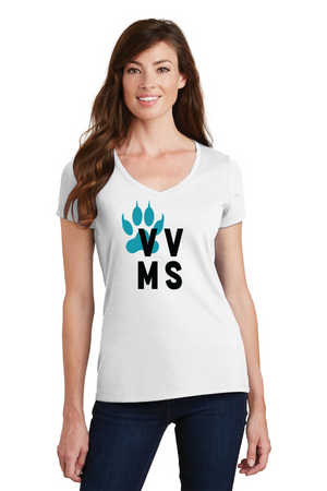 Valley View Middle School On-Demand Spirit Wear-Port and Co Ladies V-Neck VVMS Logo