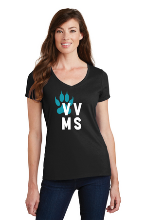 Valley View Middle School On-Demand Spirit Wear-Port and Co Ladies V-Neck VVMS Logo