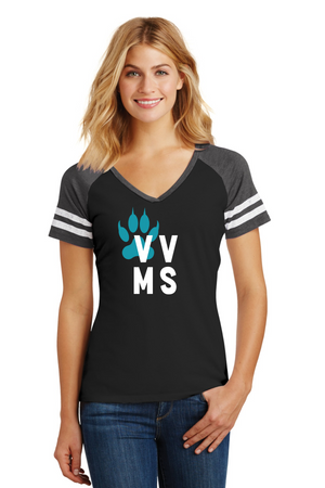 Valley View Middle School On-Demand Spirit Wear-District Ladies Game V-Neck Tee VVMS Logo