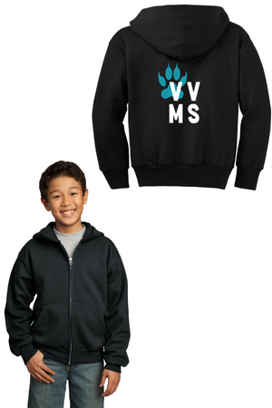 Valley View Middle School On-Demand Spirit Wear-Unisex Full-Zip Hooded Sweatshirt VVMS Logo