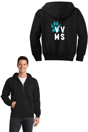 Valley View Middle School On-Demand Spirit Wear-Unisex Full-Zip Hooded Sweatshirt VVMS Logo