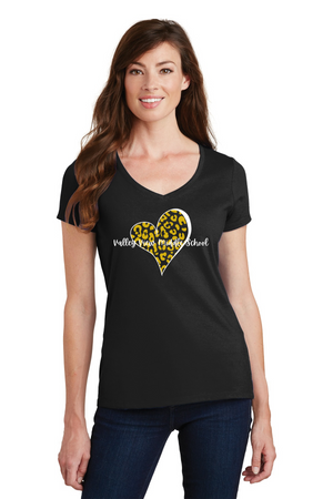 Valley View Middle School On-Demand Spirit Wear-Port and Co Ladies V-Neck Heart Logo
