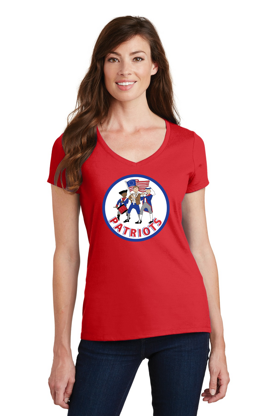 McGees Crossroads Elementary Spirit Wear 2023-24 On-Demand-Port and Co Ladies V-Neck_Patriots