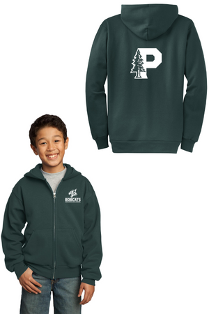 Paradise High School Spirit Wear 2023-24 On-Demand-Unisex Full-Zip Hooded Sweatshirt Bobcat Mascot Logo