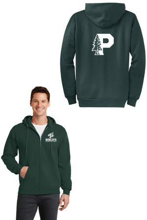 Paradise High School Spirit Wear 2023-24 On-Demand-Unisex Full-Zip Hooded Sweatshirt Bobcat Mascot Logo