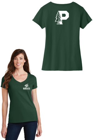 Paradise High School Spirit Wear 2023-24 On-Demand-Port and Co Ladies V-Neck Bobcat Mascot Logo