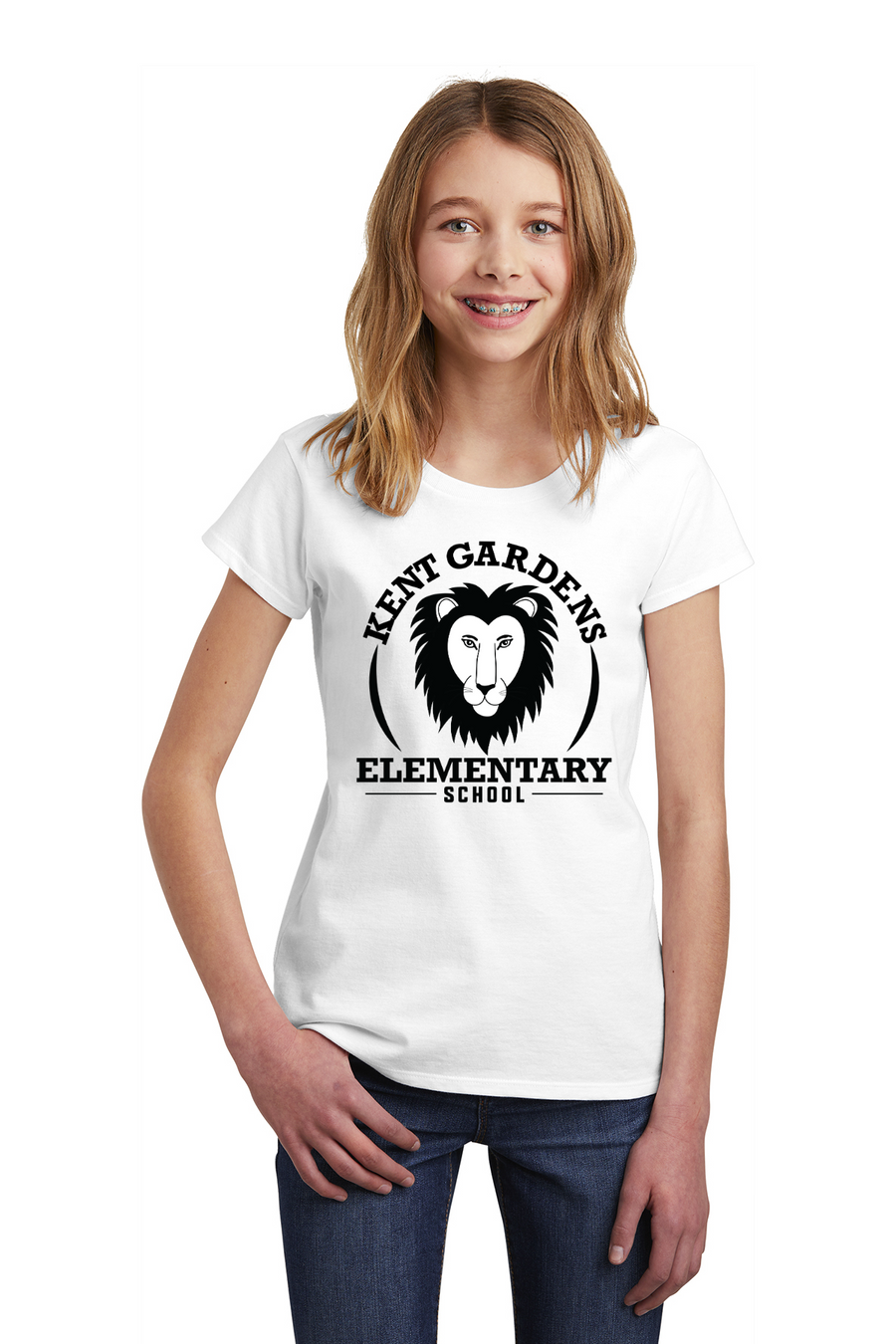Kent Gardens Spirit Wear 2023-24 On-Demand-Youth District Girls Tee Lion Mascot