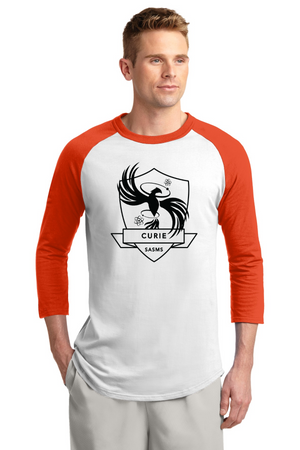 St. Andrews School of Math & Science HOUSE SHIRTS 2023-24 On-Demand-Unisex Baseball Tee CURIE HOUSE BLACK LOGO