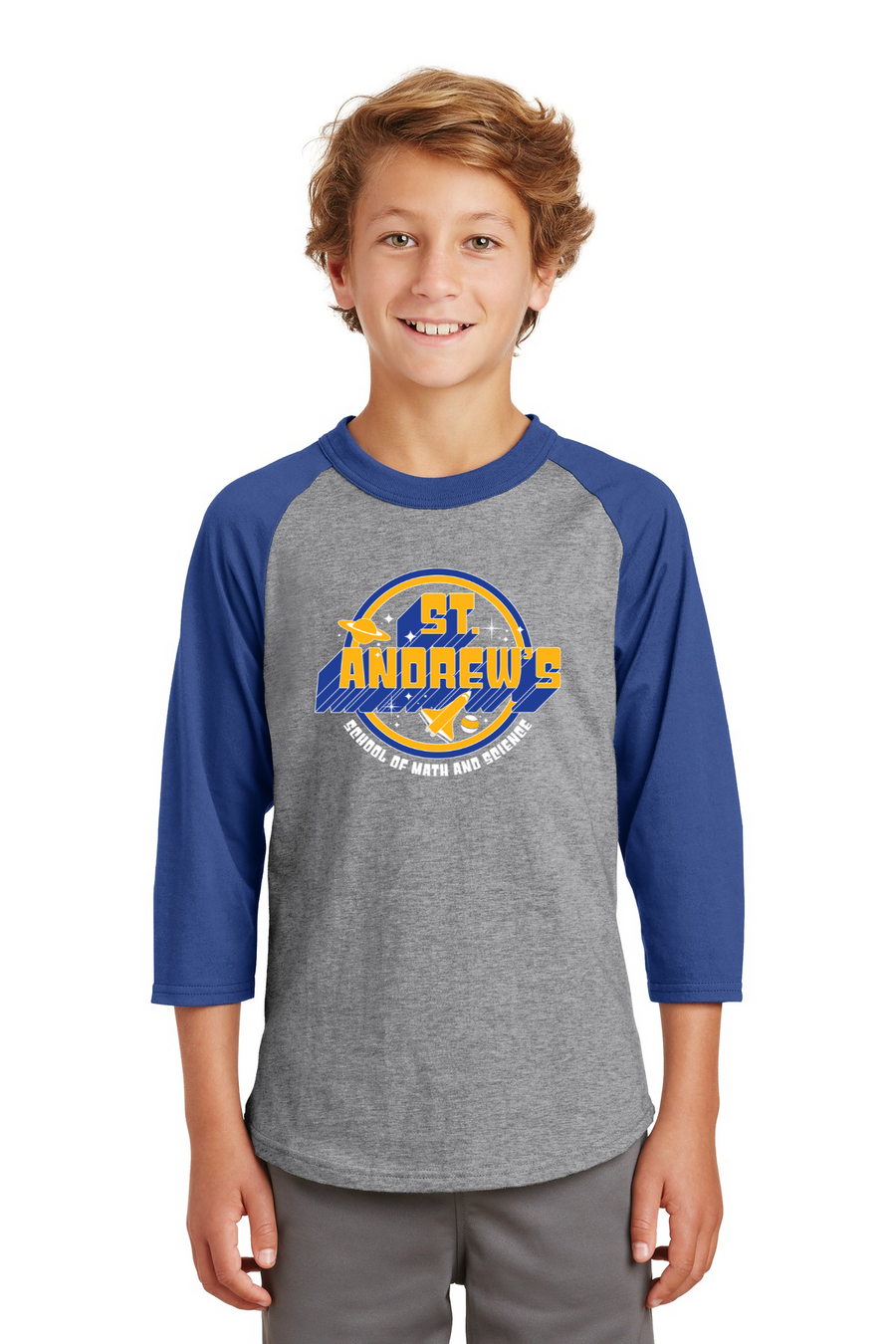 St. Andrews School of Math & Science HOUSE SHIRTS 2023-24 On-Demand-Unisex Baseball Tee Space Themed Logo