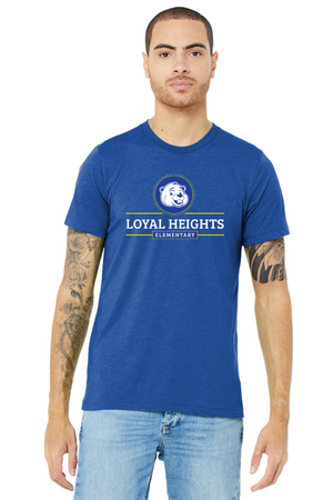 Loyal Heights Elementary Spirit Wear 2023-24 On-Demand-Adult Unisex BELLA CANVAS Triblend Short Sleeve Tee Center Chest Logo