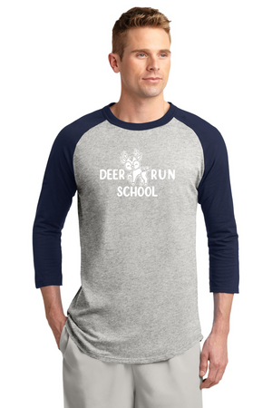 Deer Run Elementary Spirit Wear 2023-24 On-Demand-Unisex Baseball Tee White Logo