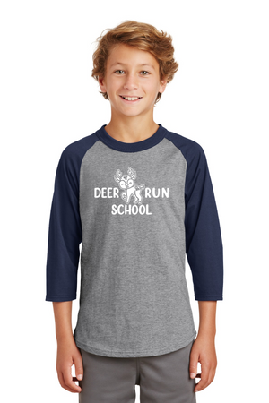 Deer Run Elementary Spirit Wear 2023-24 On-Demand-Unisex Baseball Tee White Logo