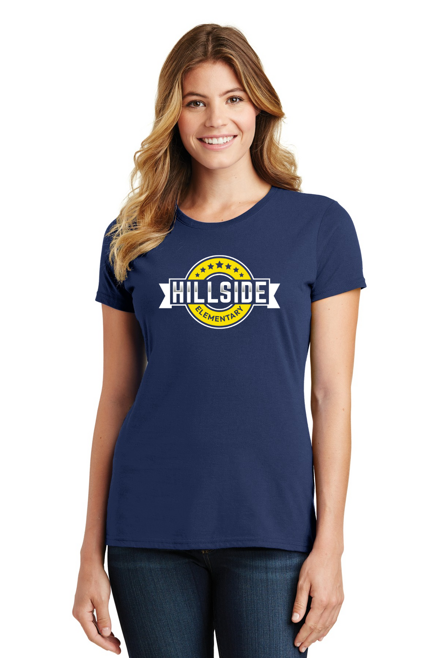 Hillside Elementary Spirit Wear 2023-24 On-Demand-Port and Co Ladies Favorite Shirt Typographic Logo