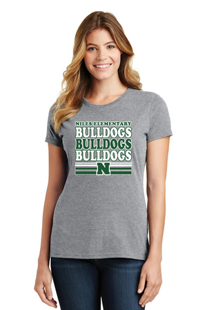 Niles Elementary Spirit Wear 2023-24 On-Demand-Womens Port & Company Fan Favorite Tee Bulldog Logo
