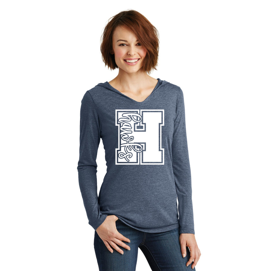 Harmony School Spirit Wear 2023-24 On-Demand-Women's District Perfect Tri Long Sleeve Hoodie H Logo