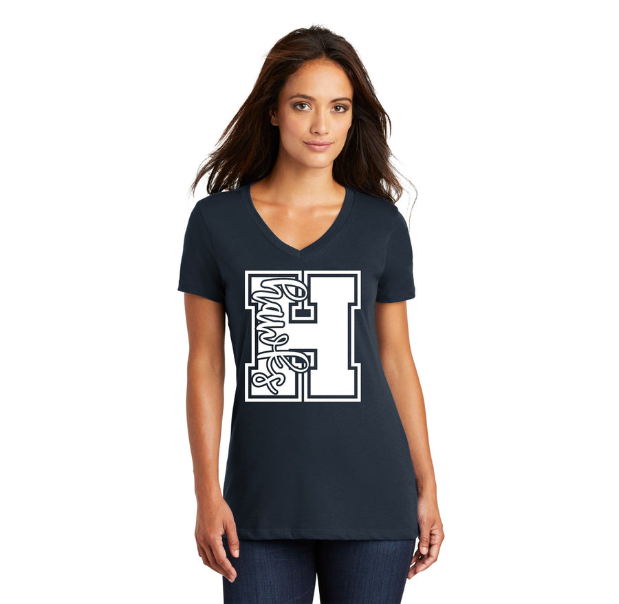Harmony School Spirit Wear 2023-24 On-Demand-Women's Premium District V-Neck H Logo