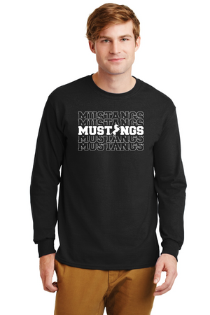 Memorial School Spirit Wear 2023/24 On-Demand-Unisex Long Sleeve Shirt Repeating Mustang Logo