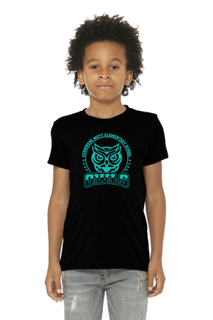 Mott Elementary Spirit Wear 2024 On-Demand-Youth Unisex BELLA CANVAS Triblend Short Sleeve Tee Teal Owl Logo