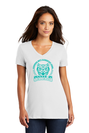 Mott Elementary Spirit Wear 2024 On-Demand-Premium District Womens V-Neck Teal Owl Logo