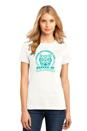 Mott Elementary Spirit Wear 2024 On-Demand-Premium District Womens Tee Teal Owl Logo