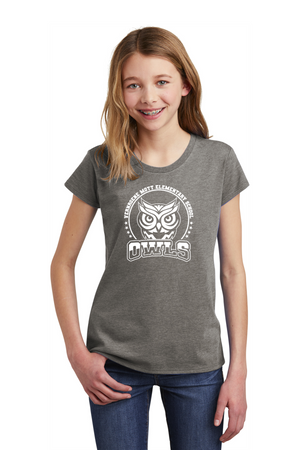 Mott Elementary Spirit Wear 2024 On-Demand-Youth District Girls Tee White Owl Logo