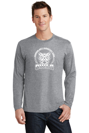 Mott Elementary Spirit Wear 2024 On-Demand-Adult Unisex Gildan Long Sleeve Tee White Owl Logo
