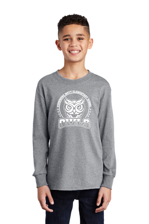 Mott Elementary Spirit Wear 2024 On-Demand-Youth Unisex Long Sleeve Shirt White Owl Logo