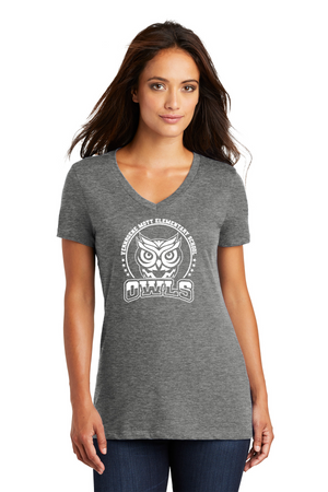 Mott Elementary Spirit Wear 2024 On-Demand-Premium District Womens V-Neck White Owl Logo