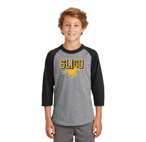 Sligo Middle School 2023-24 Spirit Wear-Youth Unisex Baseball Tee Stallion Logo