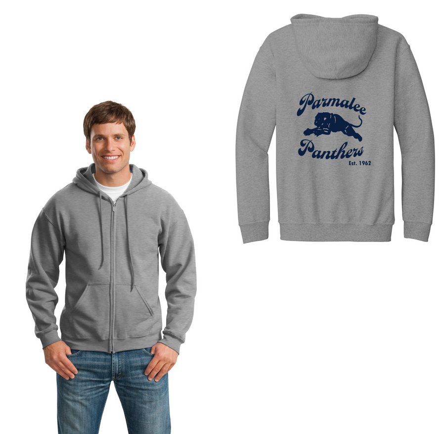 Parmalee Elementary Spirit Wear 2023-24 On-Demand-Adult Unisex Full-Zip Hooded Sweatshirt Panther Logo