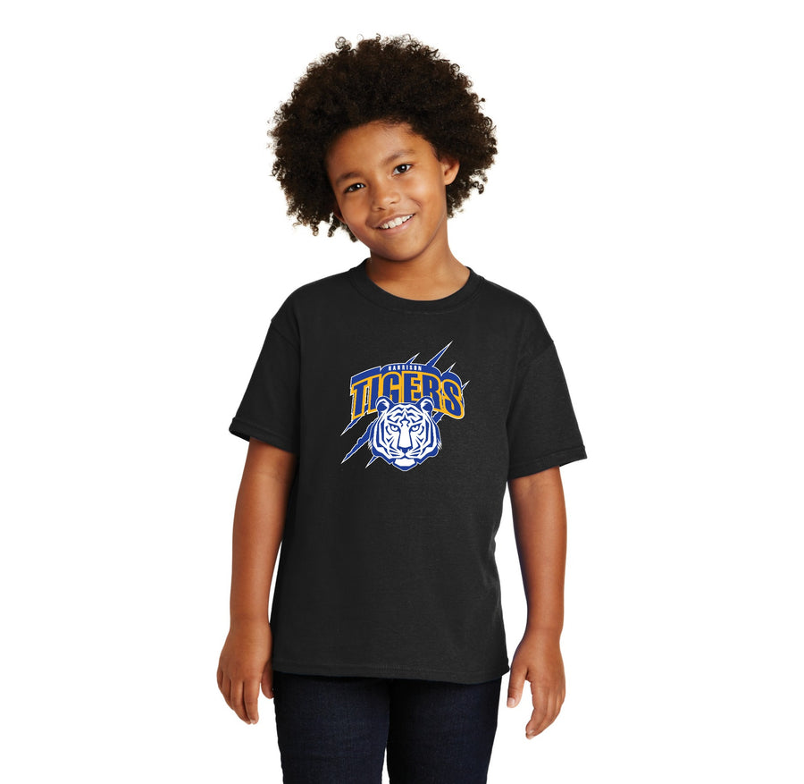 Harrison Elementary Spirit Wear 2023-24 On-Demand-Youth Unisex T-Shirt Blue Tiger Logo
