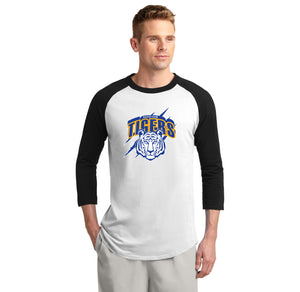 Harrison Elementary Spirit Wear 2023-24 On-Demand-Adult Unisex Baseball Tee Blue Tiger Logo